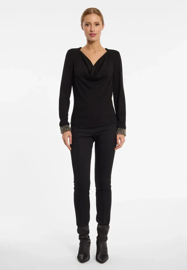 Ana Alcazar Emirae top scollo cascata nero