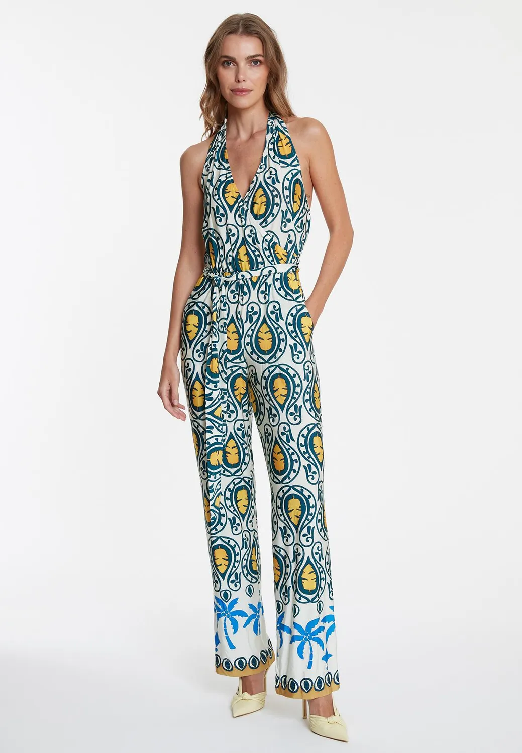 Ana Alcazar Winora Tuta Jersey Stampa Palma Halter