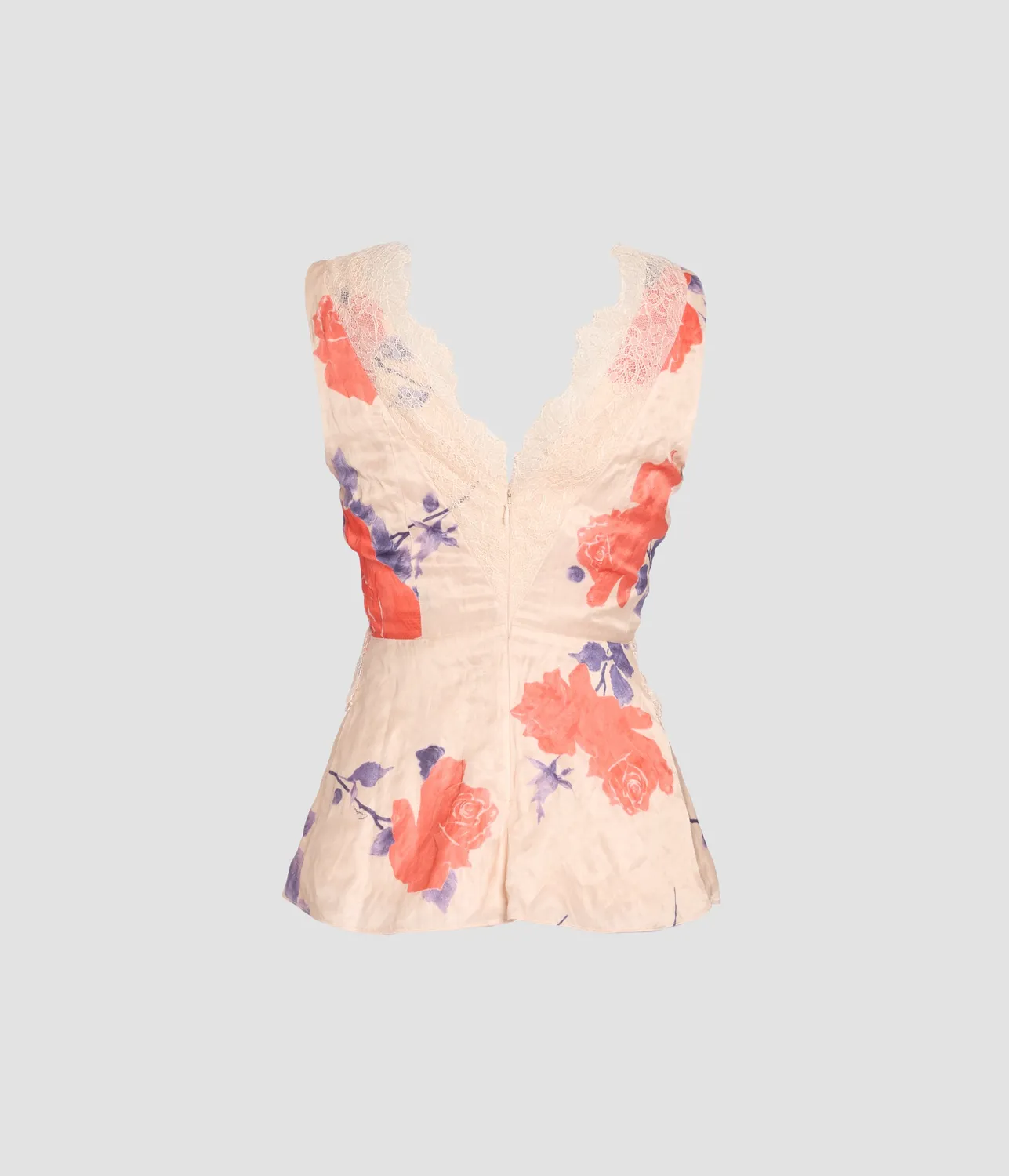 Erdem Top Smanicato Raso Fluido Floreale Stropicciato