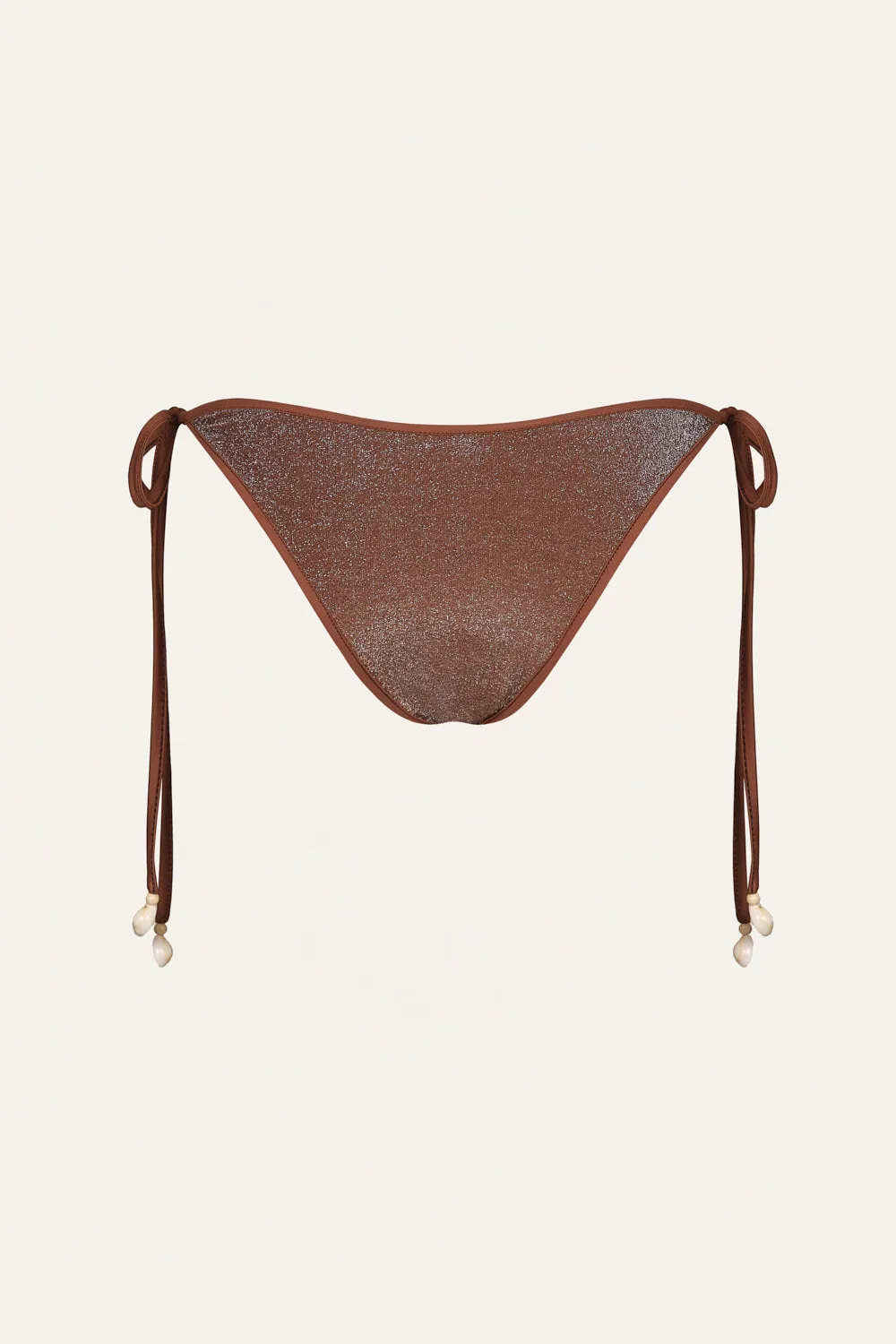 Johanna Ortiz Renewal slip bikini lacci marrone lurex