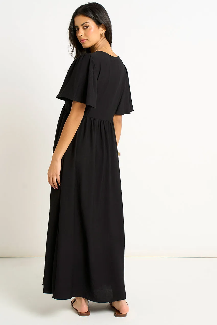 Gini London V Neck Angel abito maxi nero skater