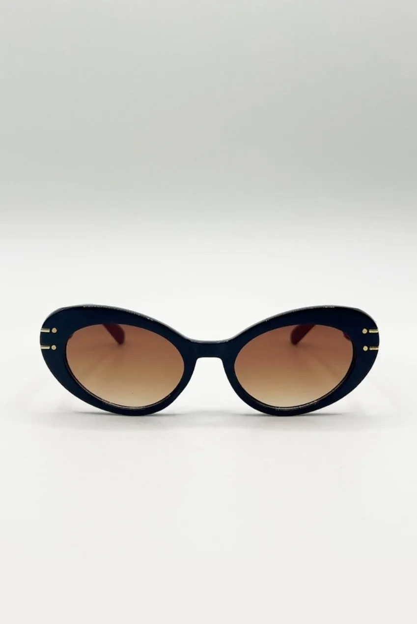 SVNX Oval Cat-Eye occhiali da sole blu marroni