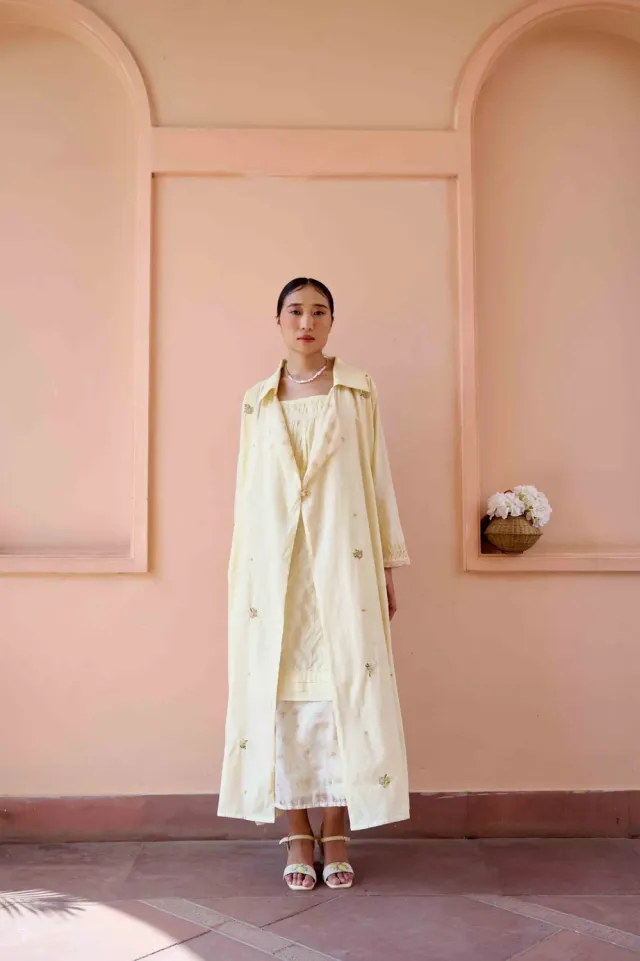 Our Dve Clara abito e giacca Yellow cotone regular fit