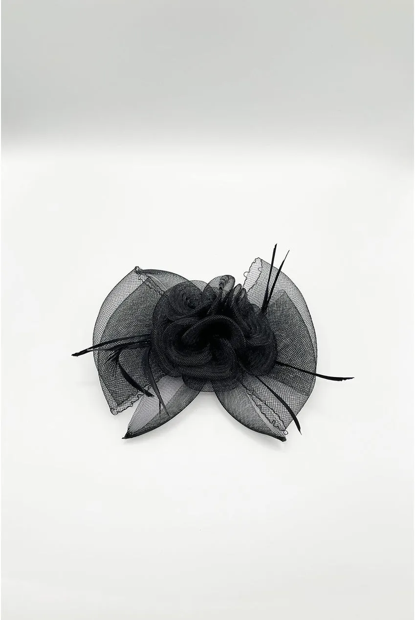 SVNX Rosette Bow fascinator nero con piume onesize