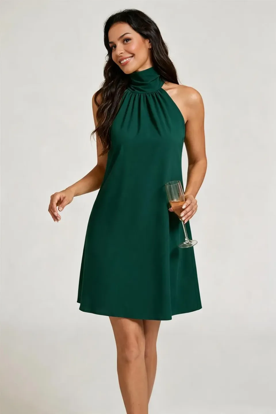 FS Collection Halter abito mini verde bosco schiena
