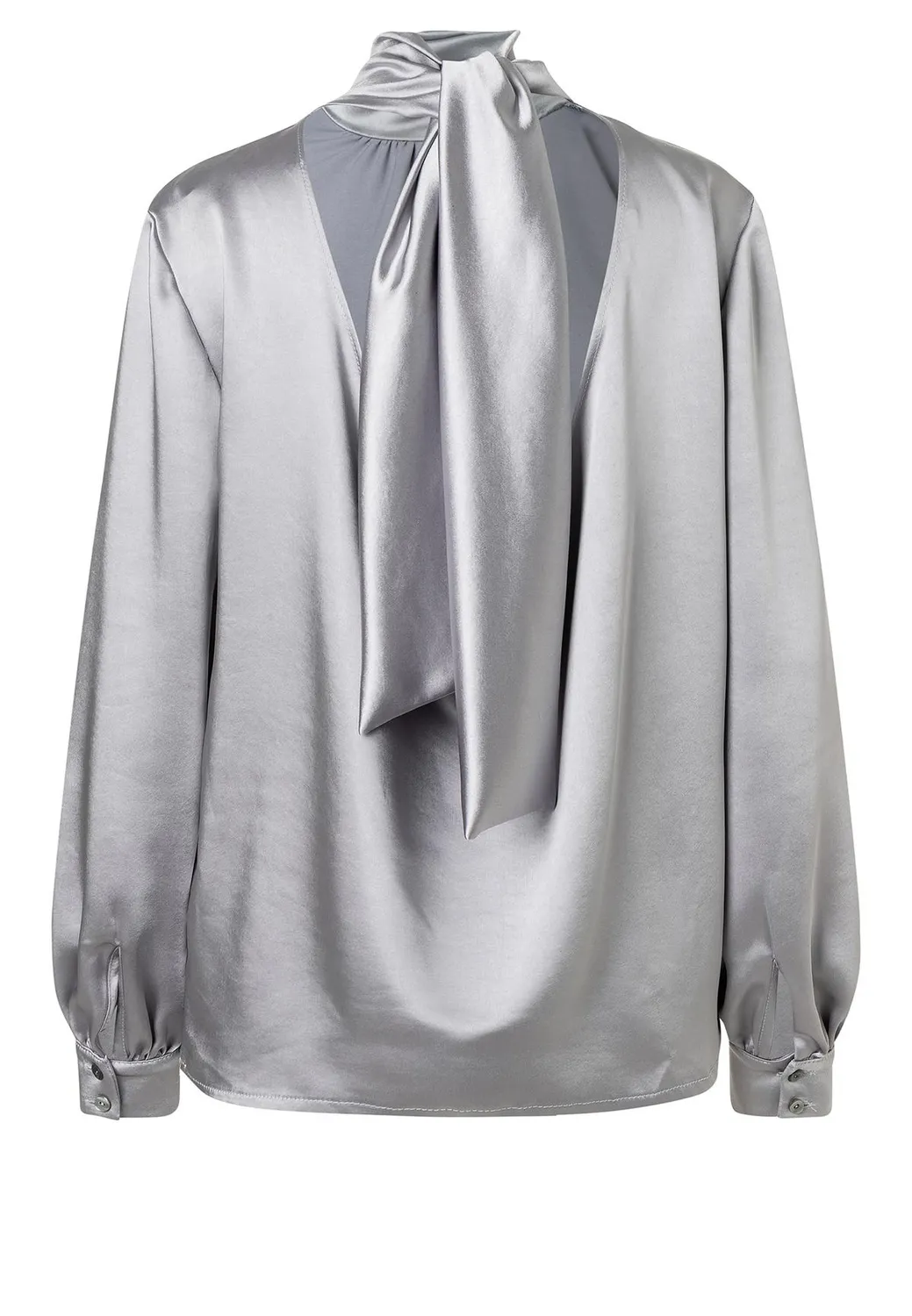 Ana Alcazar Sibora blusa satin grigio argento fiocco