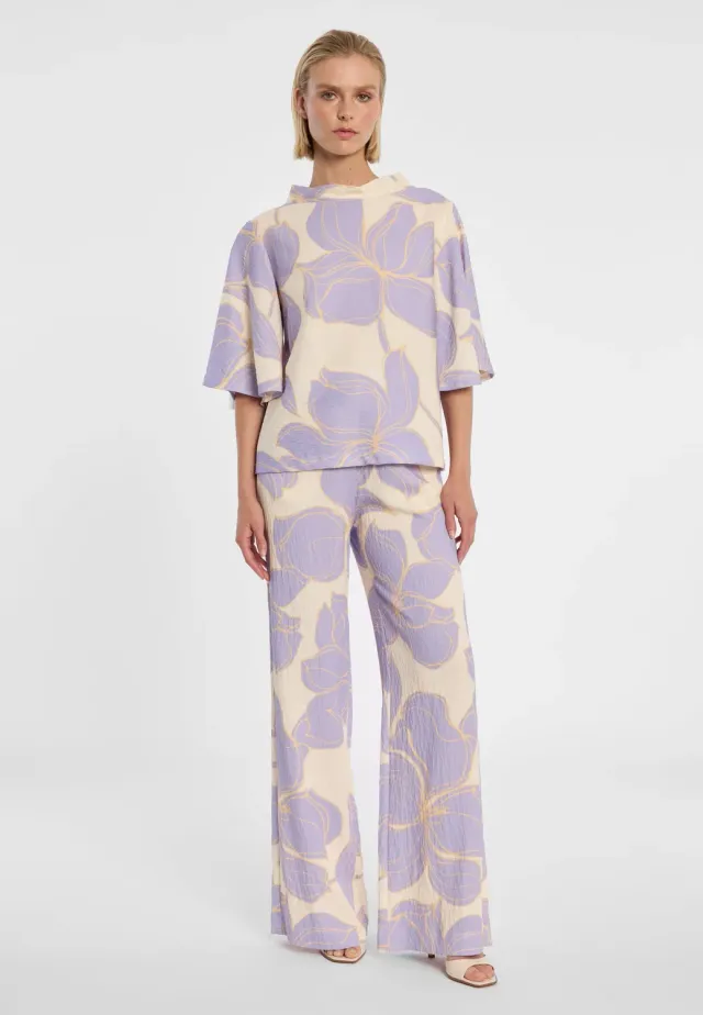 Ana Alcazar Dolla pantaloni palazzo fiori lilla