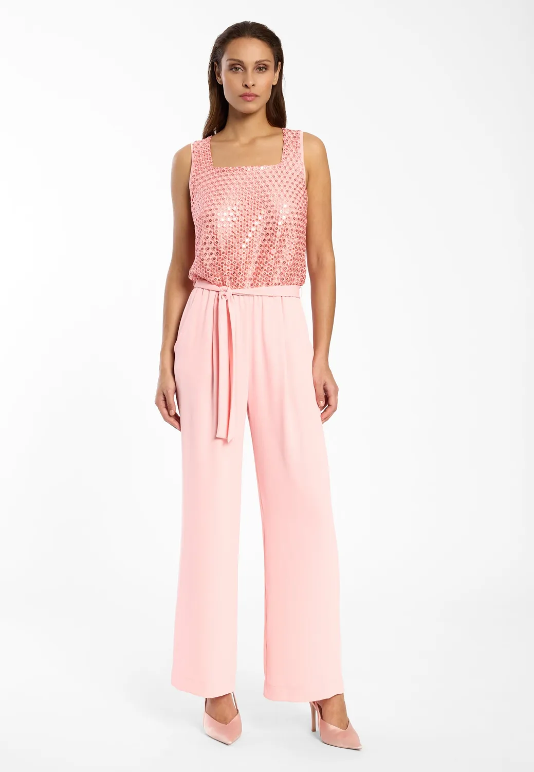Ana Alcazar Dalyn tuta jumpsuit rosa in pizzo