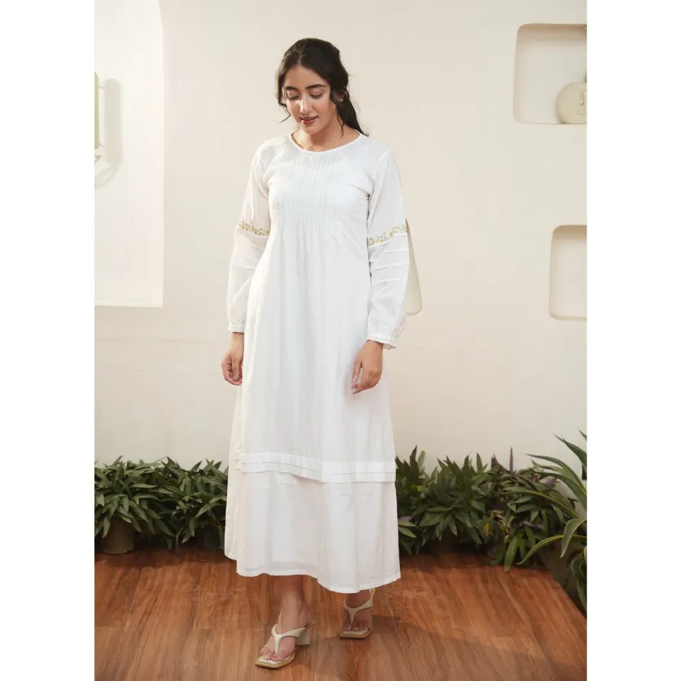 Our Dve Capsule 16 Abito Midi Cotone Bianco 51 Pollici