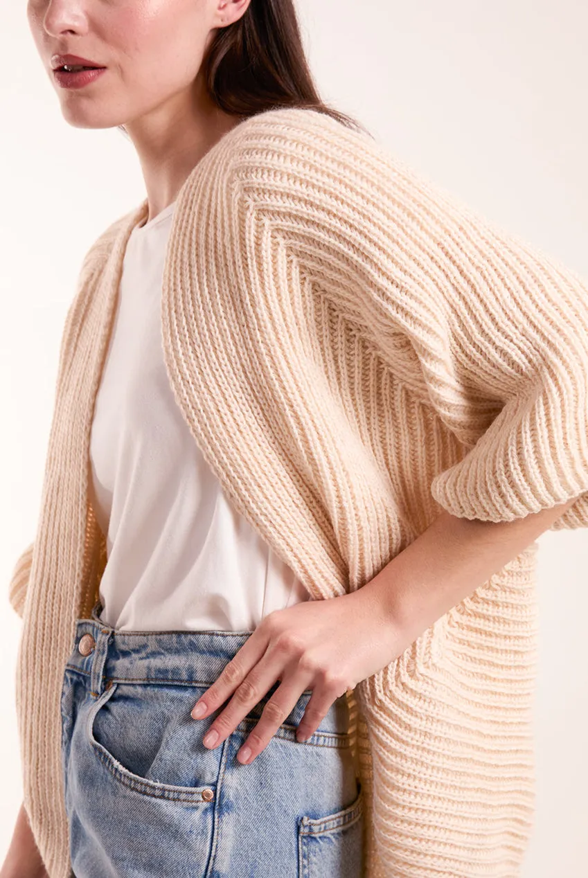 Blue Vanilla cardigan beige manica 3/4 taglia unica