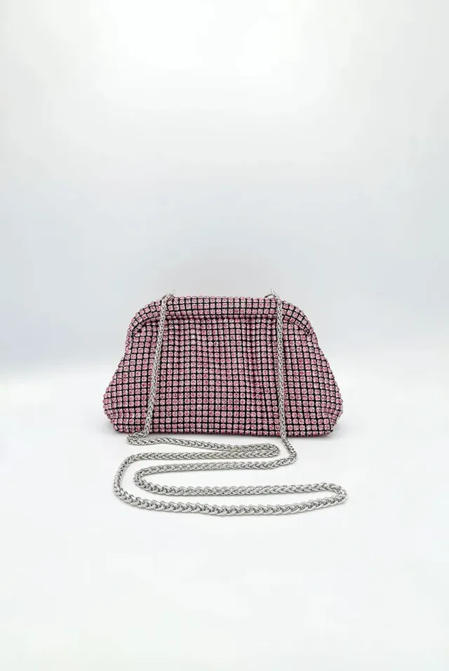 SVNX Crystal Pouch pochette clutch rosa catena