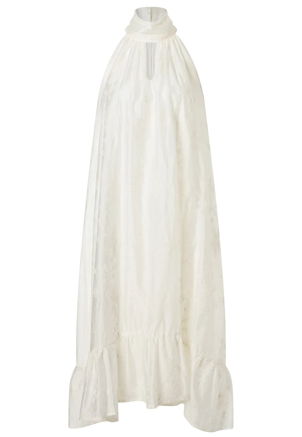 Ana Alcazar Doreni abito halterneck midi bianco ricamato