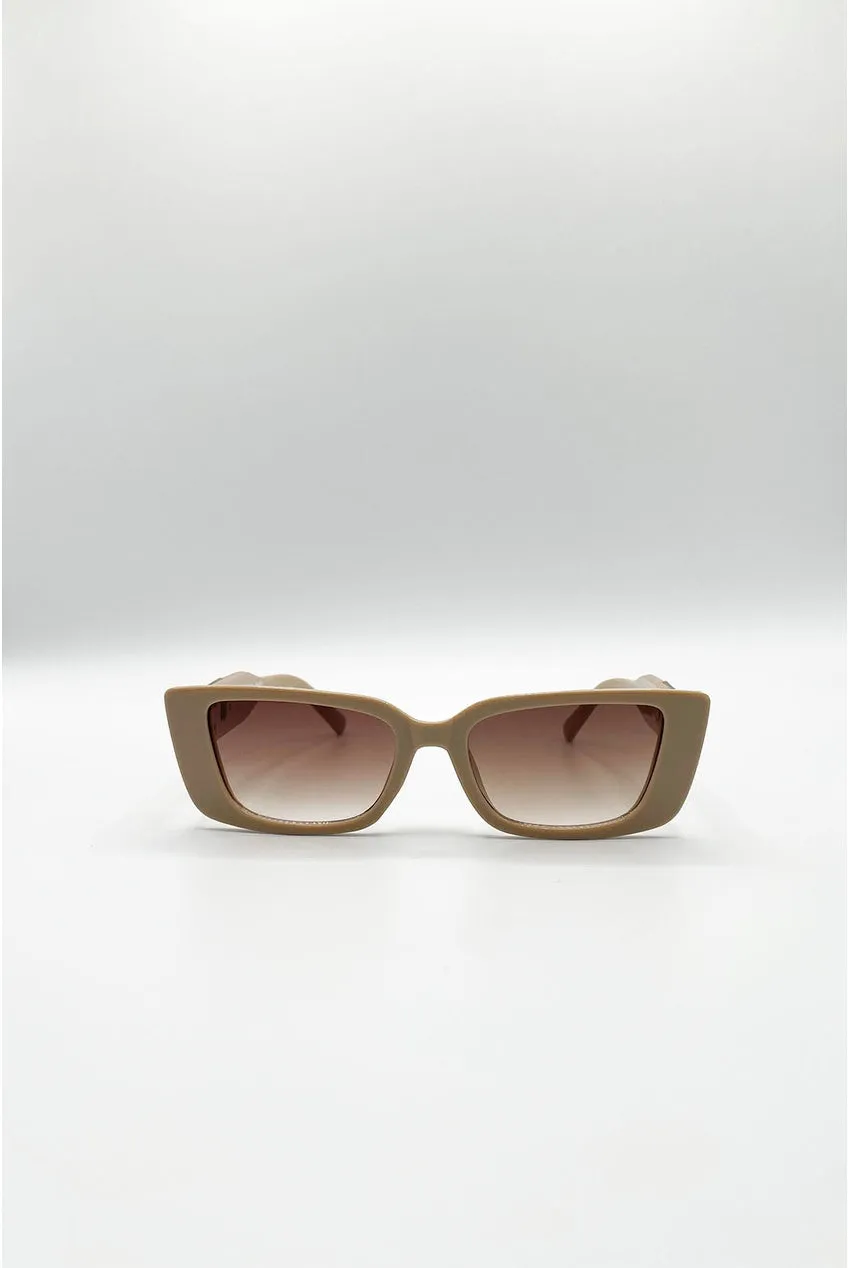 SVNX occhiali da sole kaki lente marrone cat-eye rettangolare