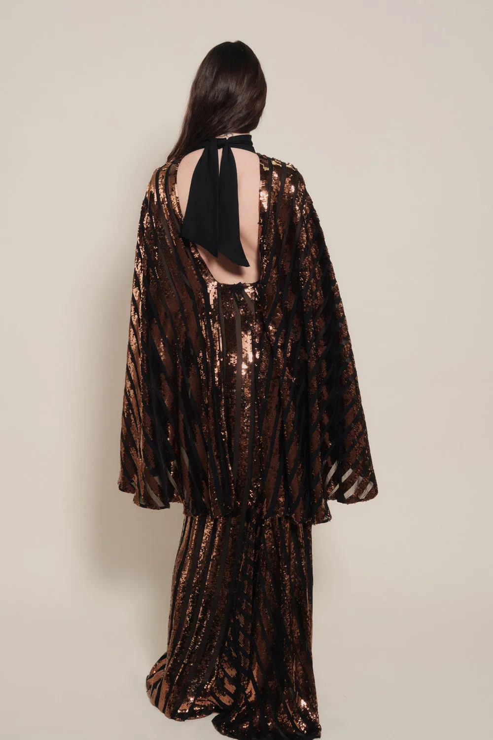 Johanna Ortiz Candelaria Crystal Whispers abito paillettes rame