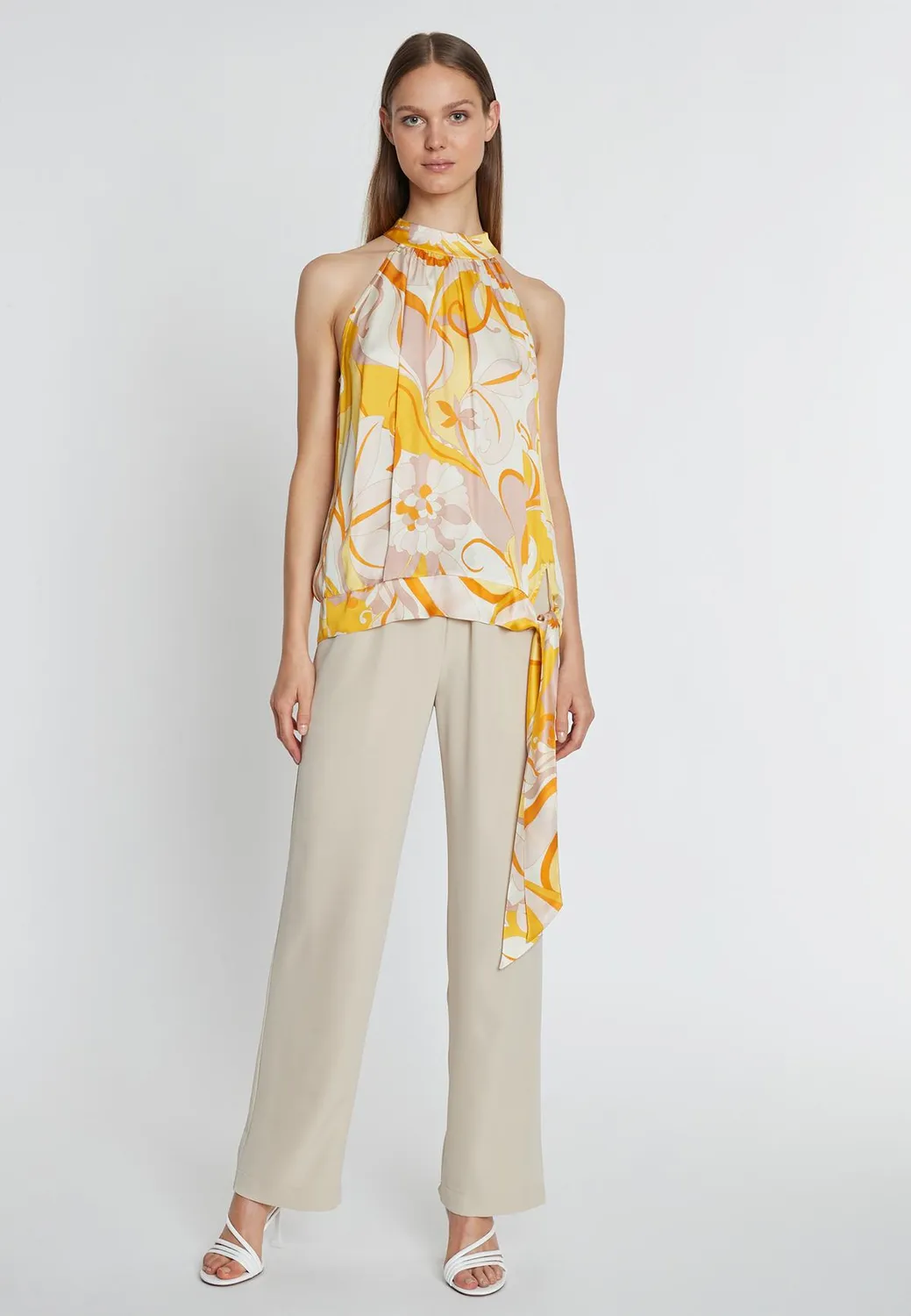 Ana Alcazar Redia top all'americana floreale giallo