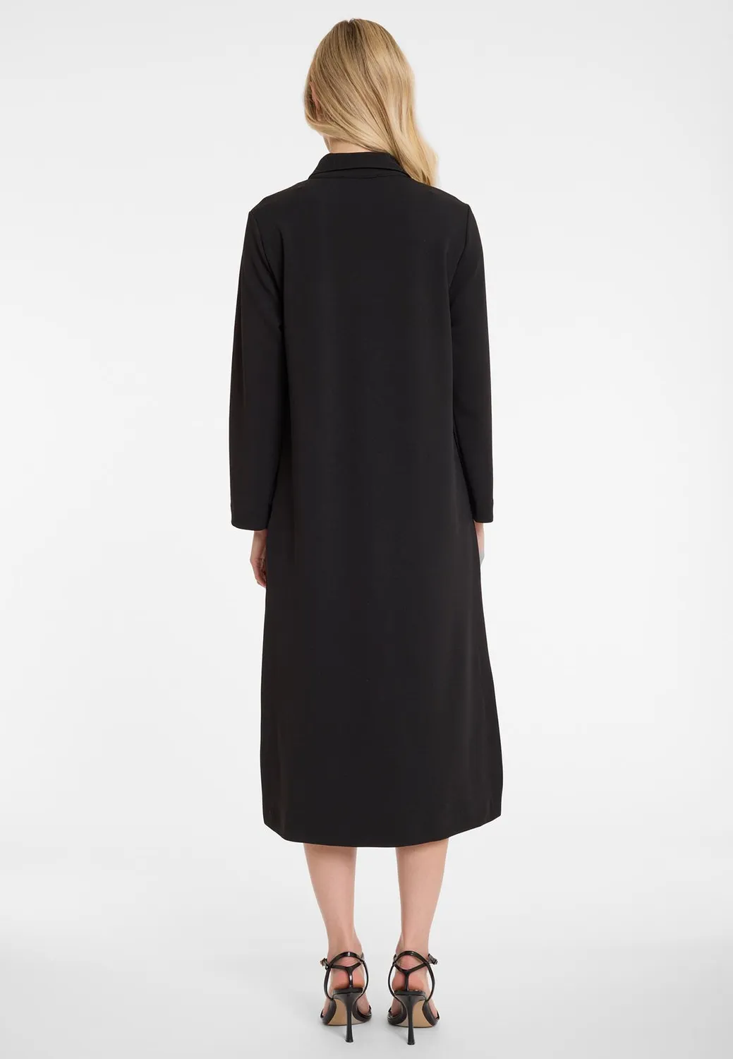 Ana Alcazar Afemi abito camicia midi nero bottoni oro