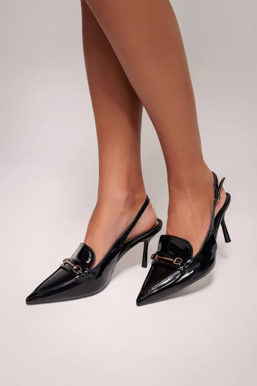 Goddiva Décolleté Slingback Vernice Nere Punta