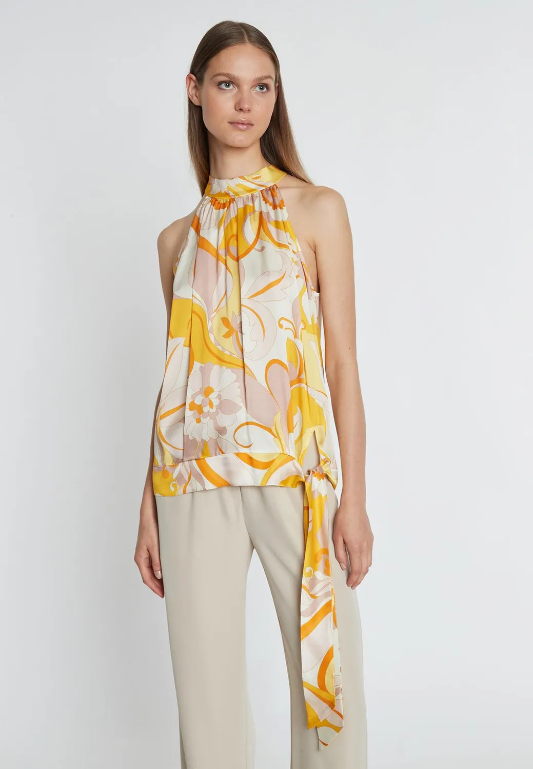 Ana Alcazar Redia top all'americana floreale giallo