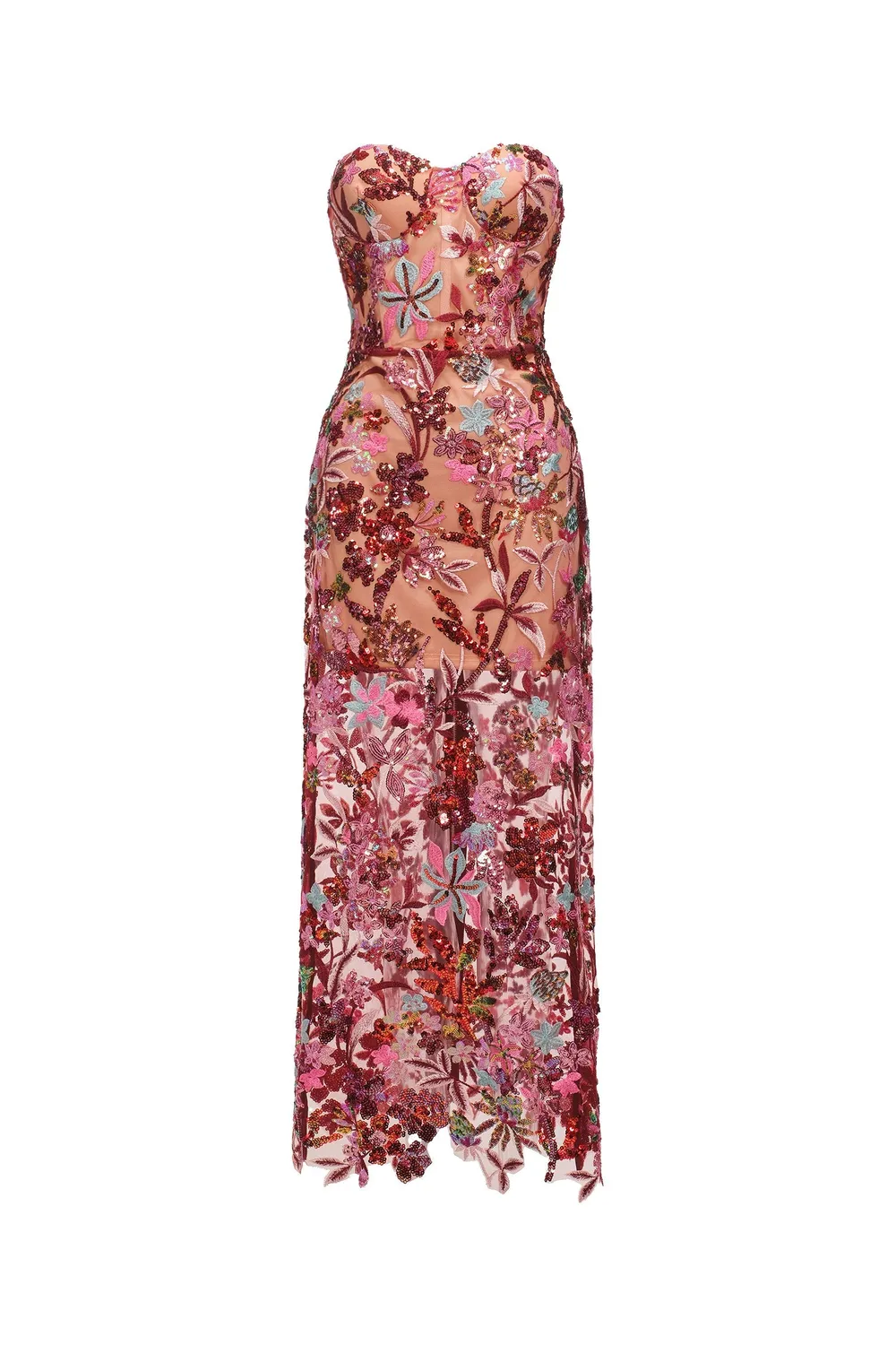 Bella Barnett Lilya abito maxi rosa paillettes spalle scoperte