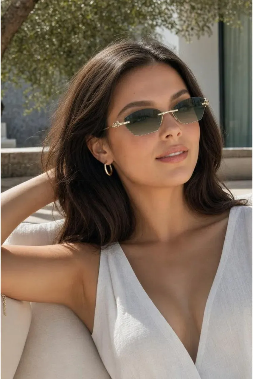 SVNX Cat Eye occhiali da sole verdi lente scura UV400