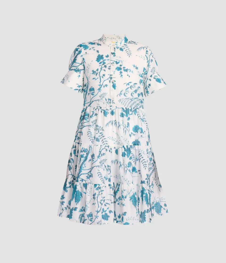 Erdem Botanical Print mini abito camicia lino