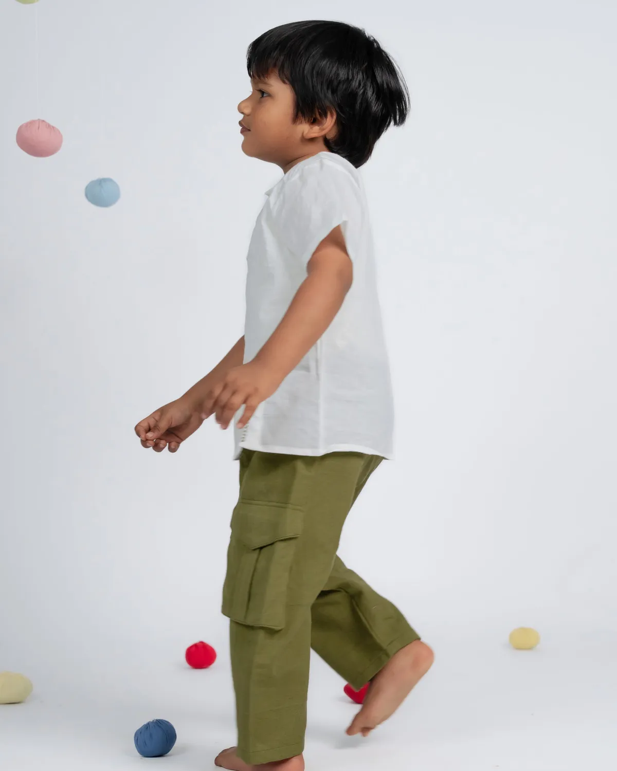 Our Dve Signature Boy completo bimbo cotone bianco verde