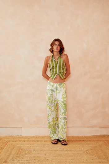 Dahlia Samba pantaloni verdi gamba larga