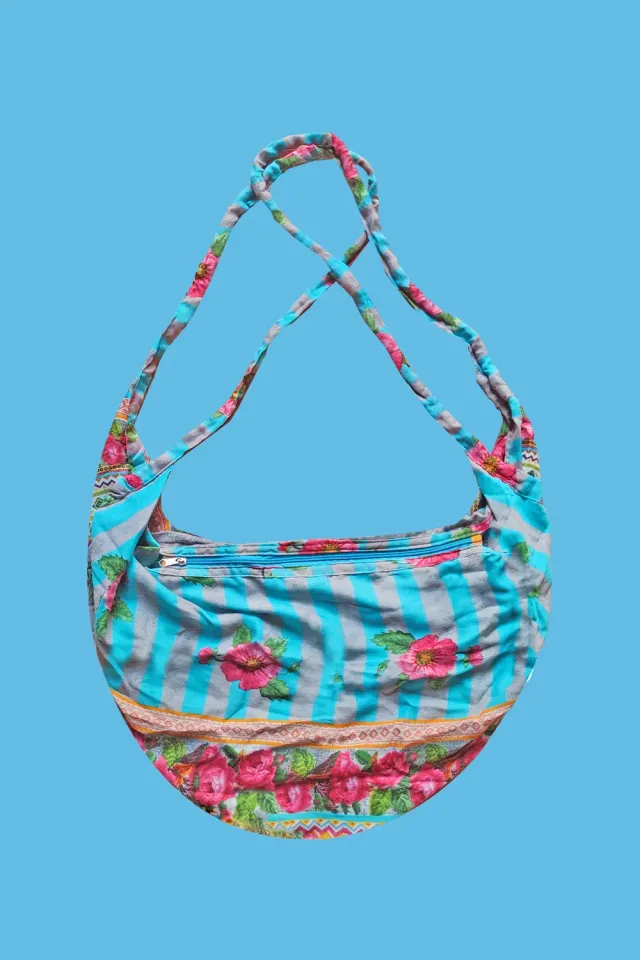 Antica Sartoria DV1892 sacca a spalla turchese floreale