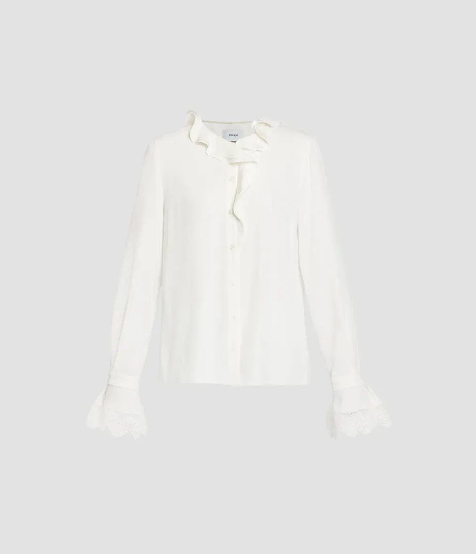 Erdem Cady Long Sleeve Shirt camicia bianca pizzo