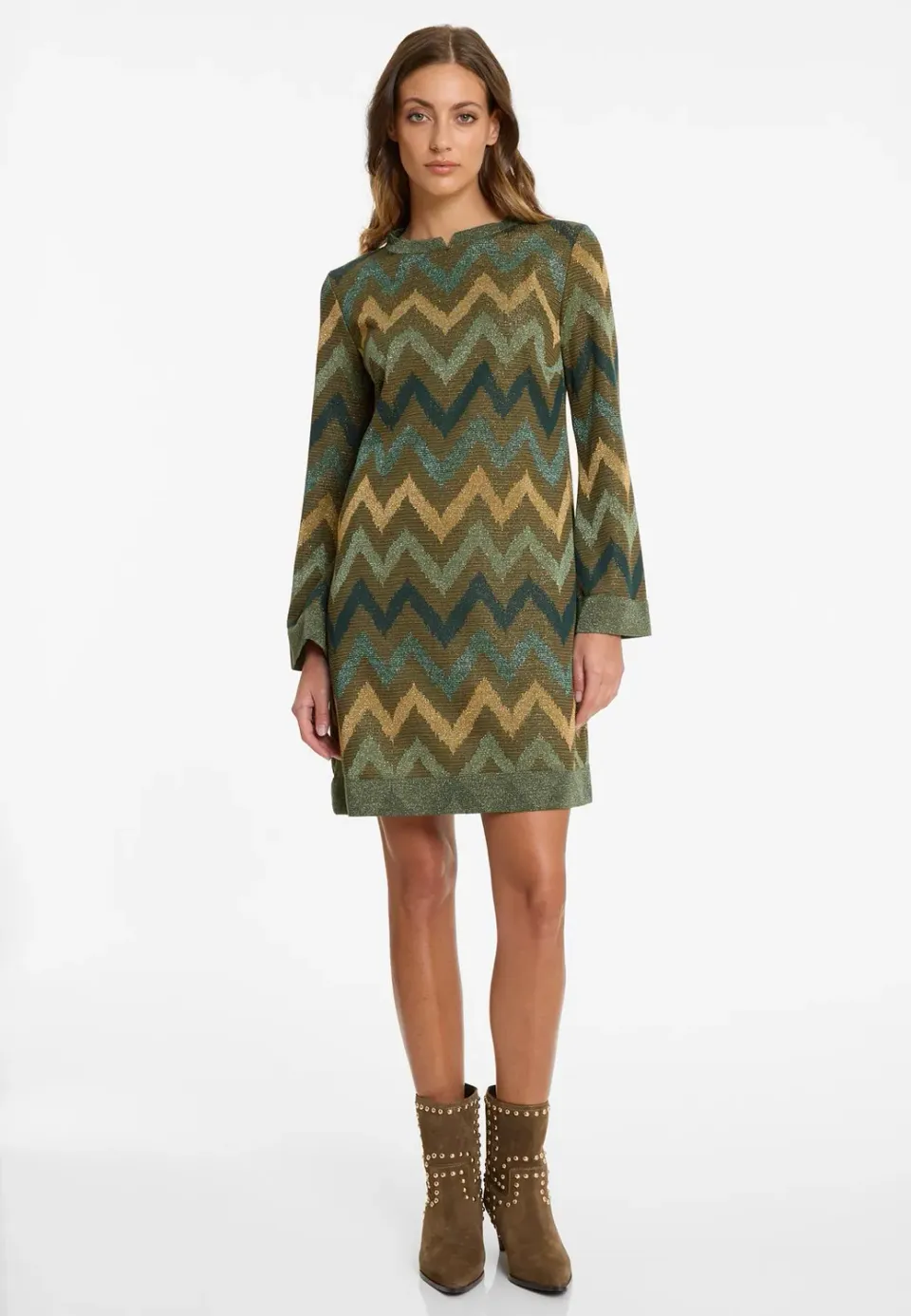 Ana Alcazar Ava abito svasato verde lurex