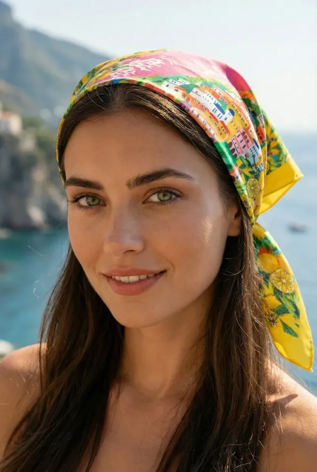 Antica Sartoria FW068 bandana rosa fantasia Positano