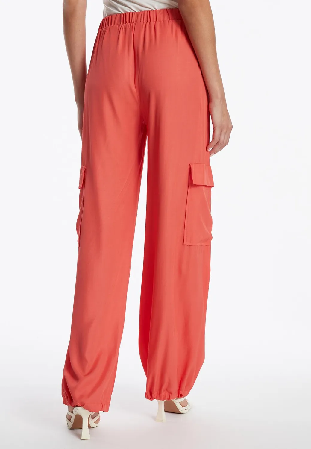 Ana Alcazar Zapasa pantaloni cargo corallo vita elasticizzata
