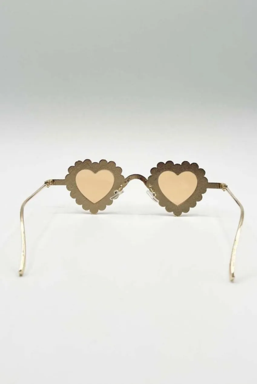SVNX Heart Diamante occhiali da sole champagne oro