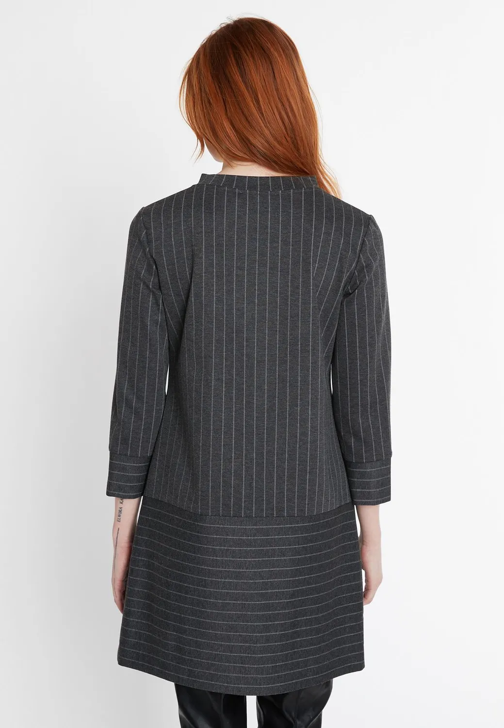 Ana Alcazar Somoni abito jersey gessato grigio