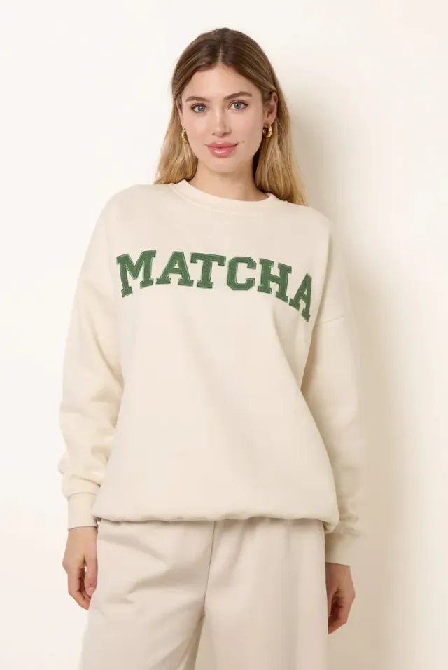 Blue Vanilla Matcha Felpa Avorio Girocollo Cotone