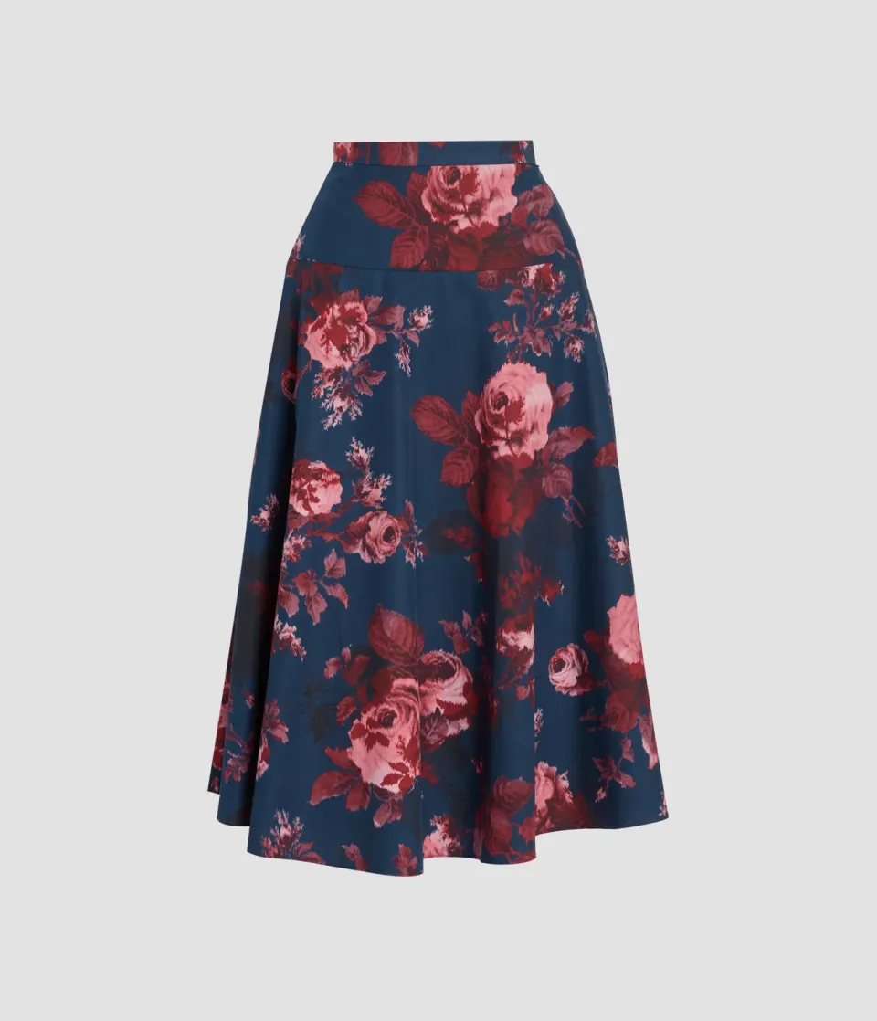 Erdem Floral Cotton gonna midi cotone fiori