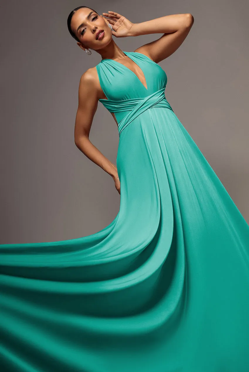 Goddiva Multiway Tie-Up abito maxi giada multiuso