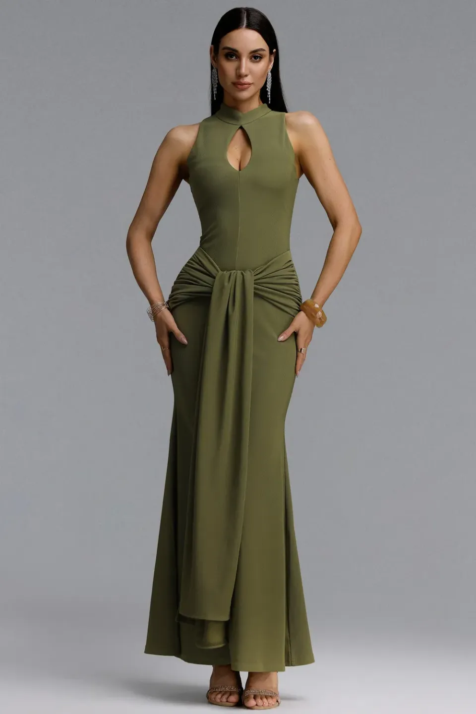 Bella Barnett Sukia Chic abito sirena verde L cut-out