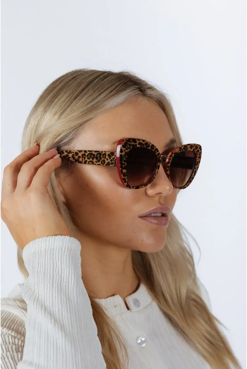 SVNX Oversized Cat-Eye occhiali da sole marrone leopardati