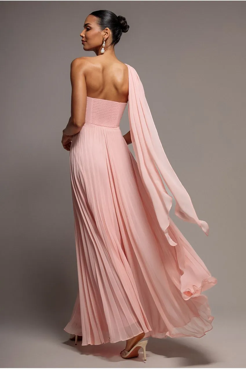 Goddiva Scarf Multiway maxi abito rosa blush chiffon