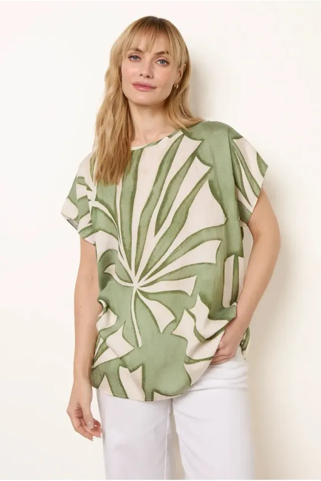 Blue Vanilla Large Floral top donna khaki floreale