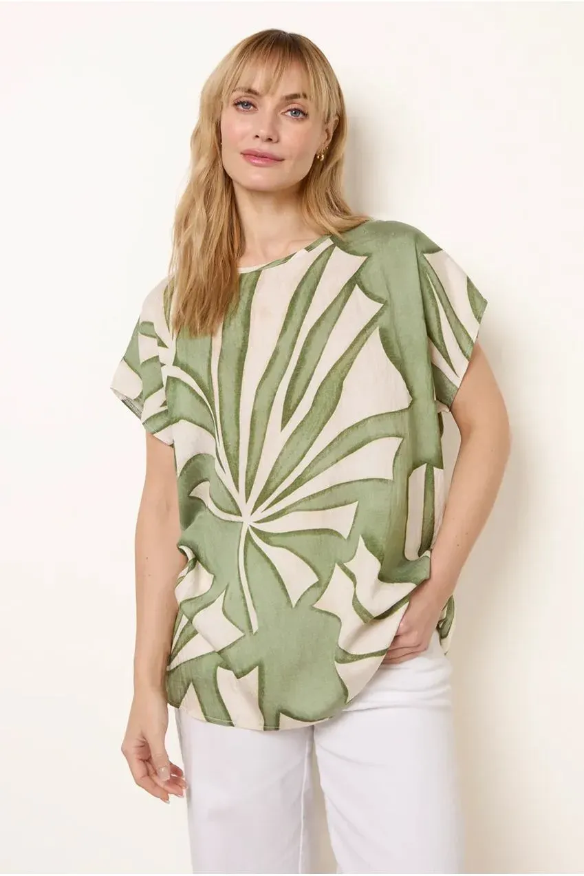 Blue Vanilla Large Floral top donna khaki floreale