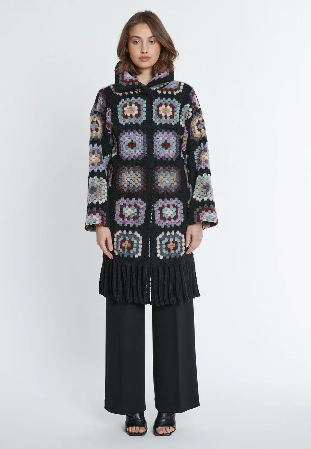 Ana Alcazar Sabora cappotto lana patchwork