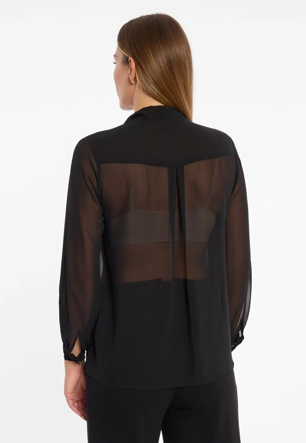 Ana Alcazar Cosara blusa in chiffon nera con fiocco