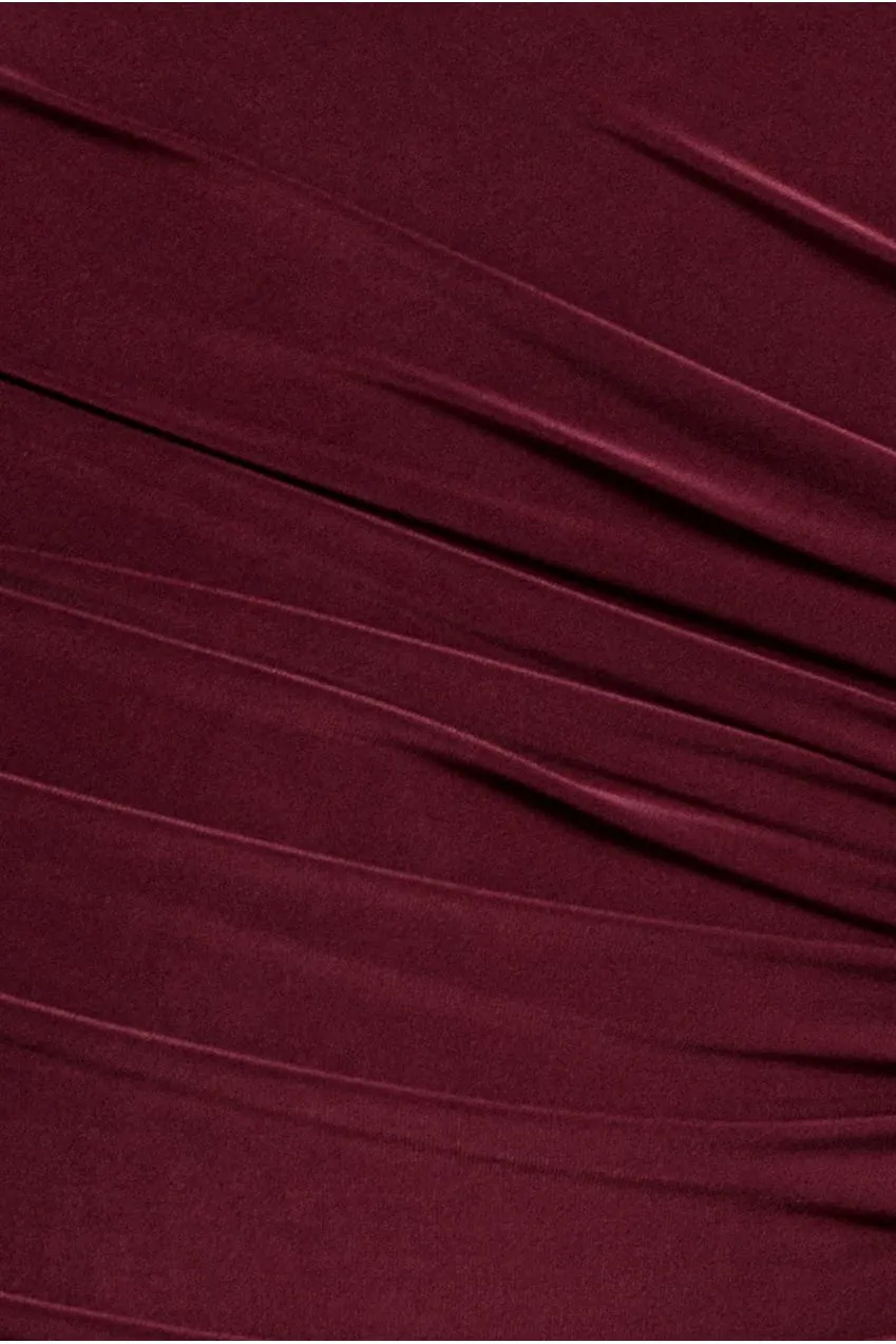 Goddiva Halter Neck Empire Waist abito maxi burgundy scollo halter