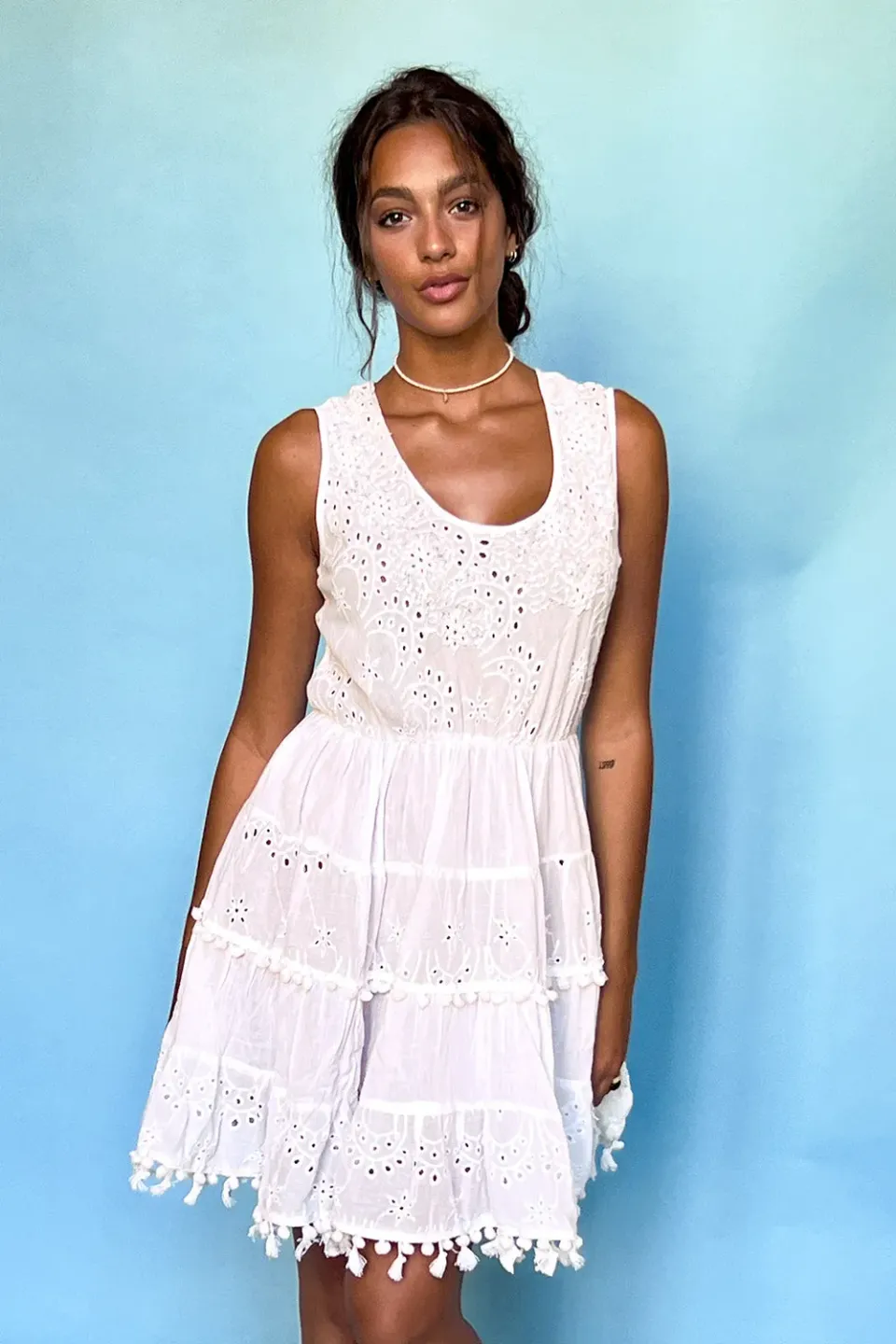 Antica Sartoria Positano DV1462 abito corto cotone bianco
