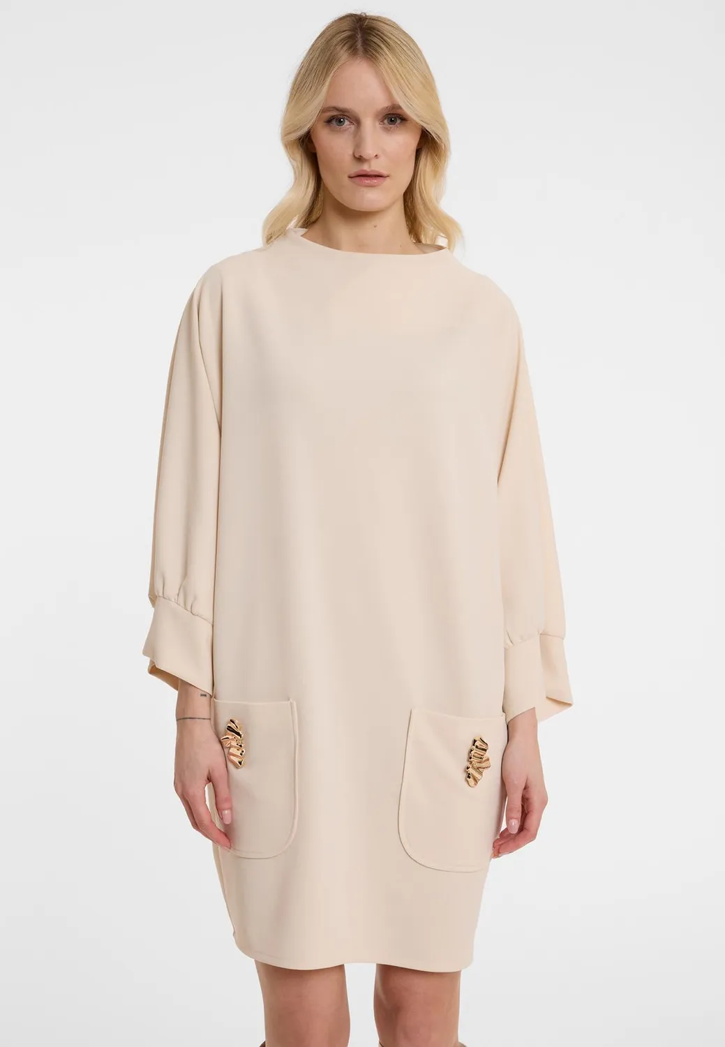 Ana Alcazar Adwera abito oversize bianco tasche