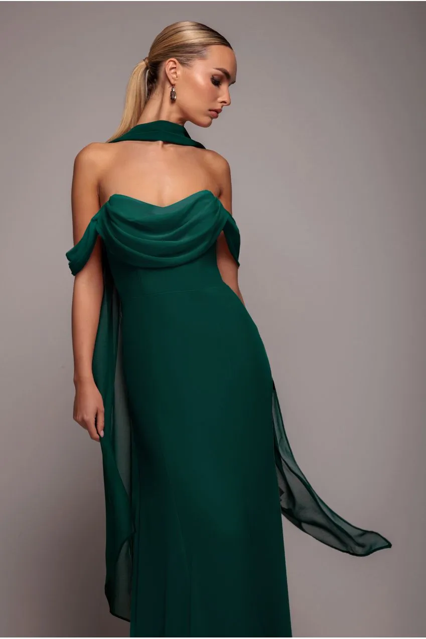 Goddiva Chiffon foulard verde smeraldo leggero