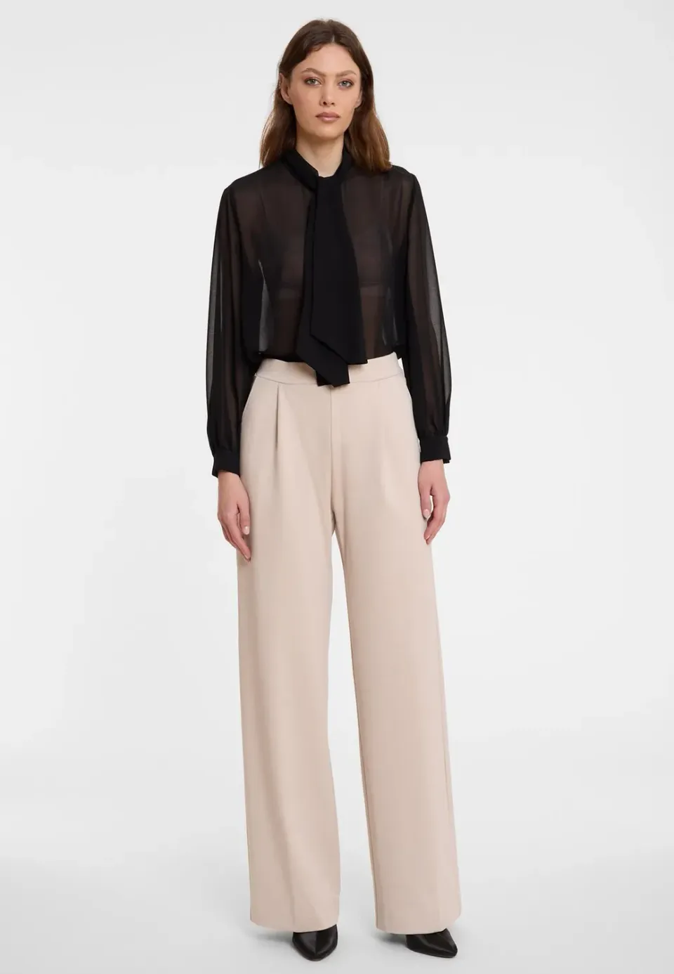 Ana Alcazar Aino pantaloni palazzo ecru pieghe
