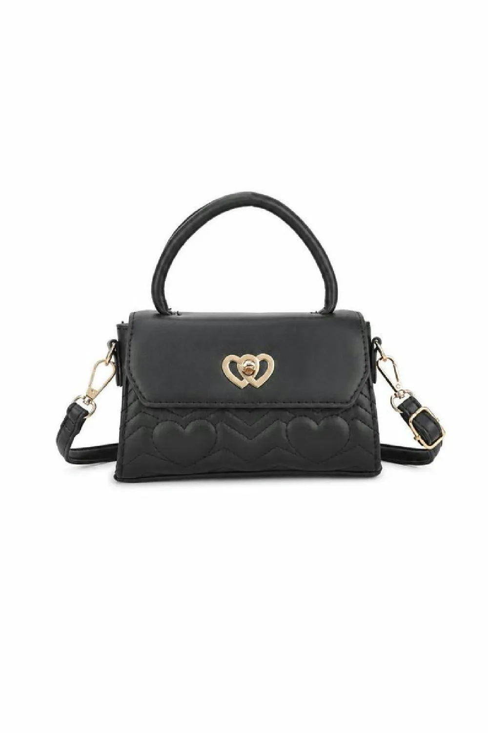SVNX Heart Quilted mini borsa nera tracolla cuore